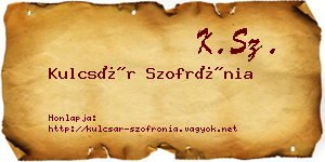 Kulcsár Szofrónia névjegykártya